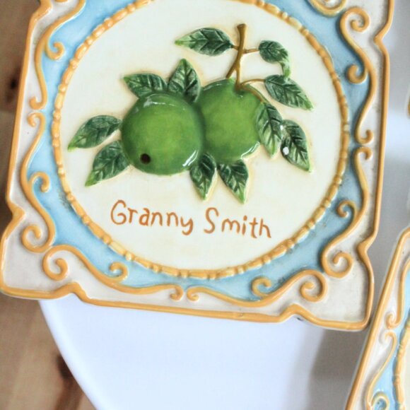 CLEARANCE! Set of 3 Ceramic Apple Coasters/Mini Plates - Picture 3 of 3
